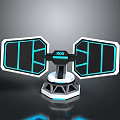 Modern NOR Tech Device With Symmetric Black Panels And Blue Illuminated Edges