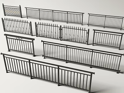 Black Metal Railings With Various Stylish Designs For Home Outdoor Use 3d model
