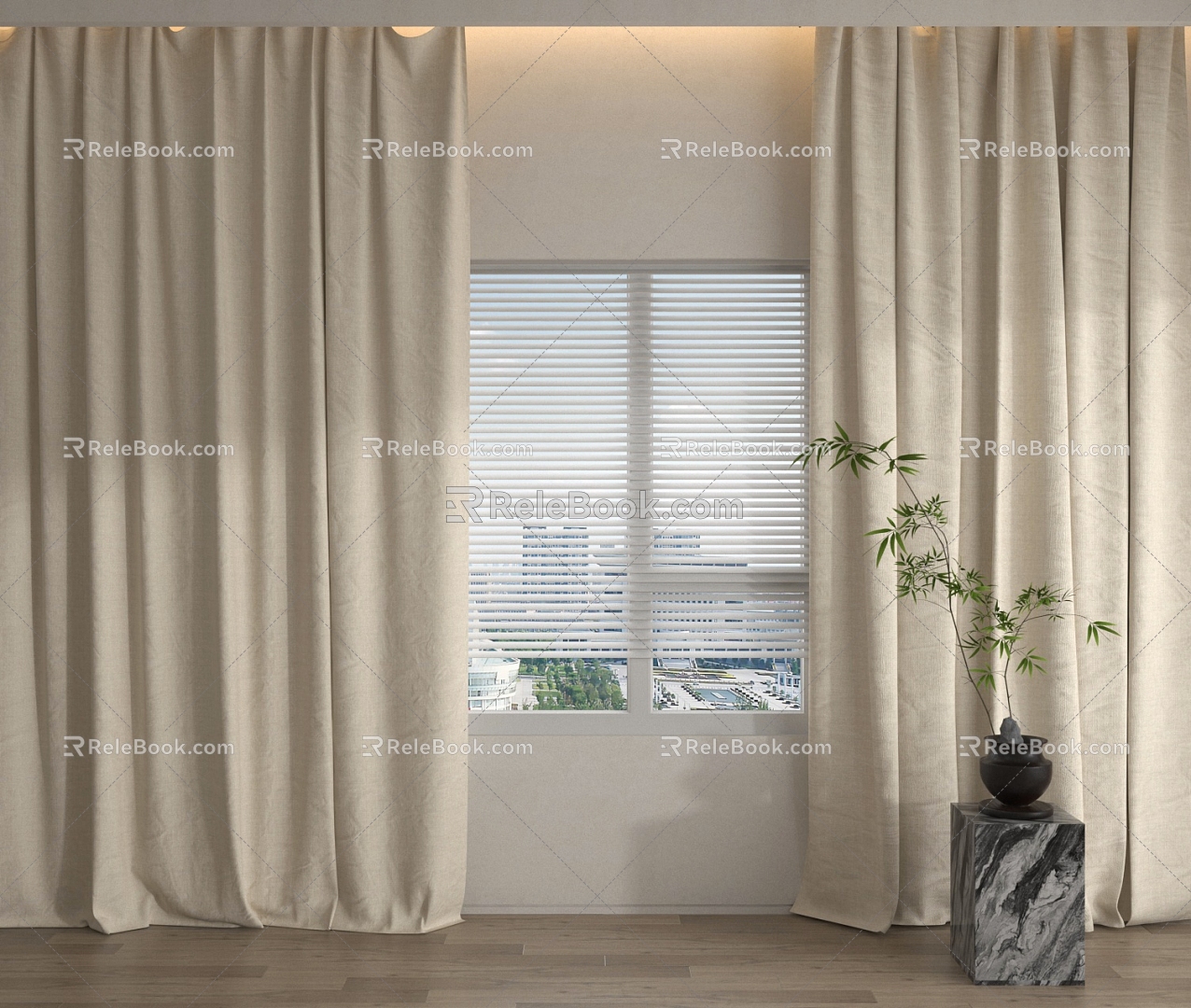 Modern Curtain Fabric Curtain Pleated Curtain 3d model