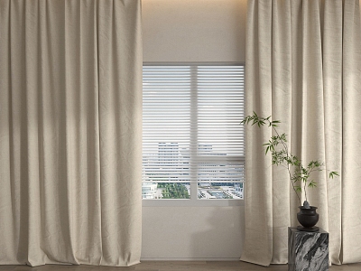 Modern Curtain Fabric Curtain Pleated Curtain 3d model