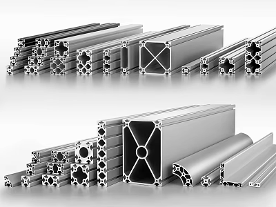 Modern Public Chairs Constructed with Various Aluminum Profiles Shapes and Sizes 3d model