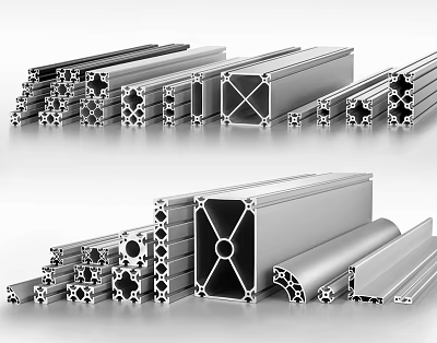 Modern Public Chairs Constructed with Various Aluminum Profiles Shapes and Sizes 3d model