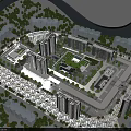 Modern High Rise Residential Building with Lush Greenery Trees and Landscaped Garden Walkway