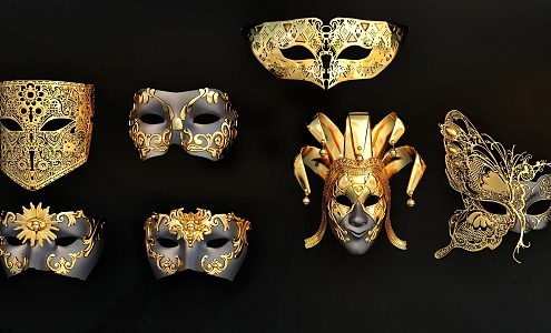 Mask Gold Mask Gold Jewelry Mask Decorations 3d model