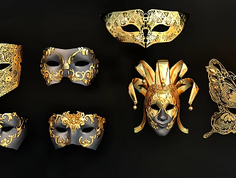 Mask Gold Mask Gold Jewelry Mask Decorations 3d model