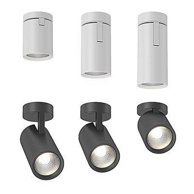 White and Black Downlights and Spotlights Modern Sleek Design for Home Lighting 3d model