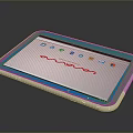 Transparent Modern Tablet With Interactive Screen Interface Colorful Icons And Wave Patterns