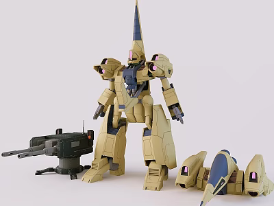 Collectible Robot Model Figure With Weapon Attachment And Component Parts 3d model