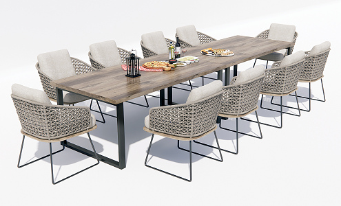 Modern Outdoor Table and Chair Outdoor Dining Table and Chair 3d model