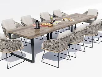 Modern Outdoor Table and Chair Outdoor Dining Table and Chair 3d model
