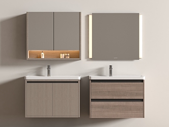 Modern bathroom cabinet Hanging sink faucet mirror 3d model