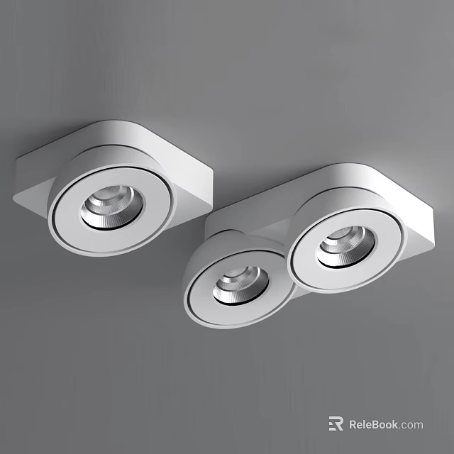 Modern White Downlights And Spotlights With Single Double Head Ceiling Design 3d model 
