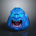 Fantasy Creature Roaring Character With Blue Skin Glowing Eyes And Textured Surface
