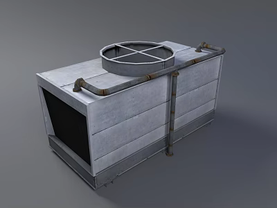 Industrial Equipment Square Metal Structure with Circular Grid Top and Connected Pipes for Industrial Applications 3d model