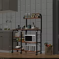 Modern Bathroom Cabinet Rack With Multilayer Wooden Shelves And Metal Frame Storage Organizer