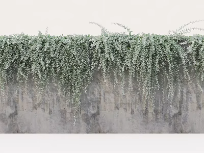 Lush Living Wall With Hanging Green Plants On Gray Textured Concrete Surface 3d model