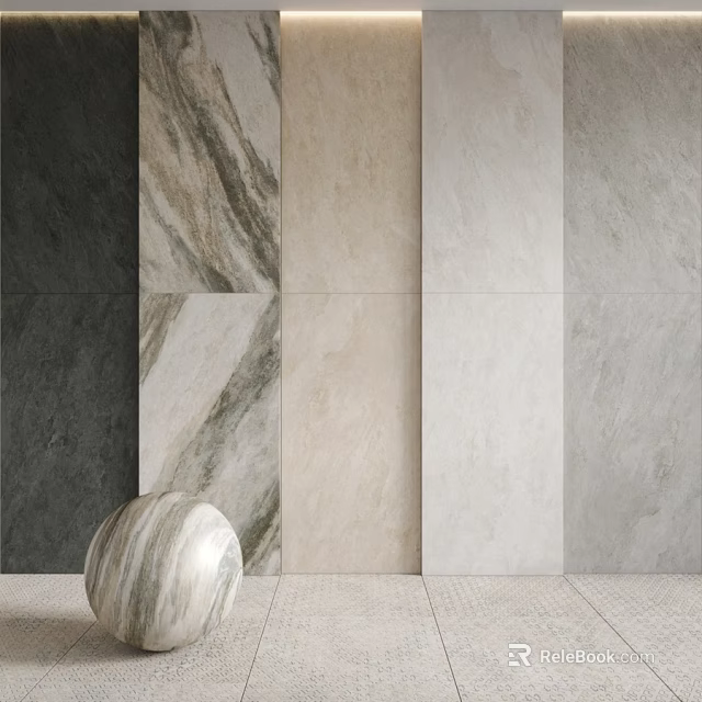 Modern Decorative Wall Components With Marble Texture And Various Color Panels 3d model 