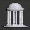 White Stone Pavilion Architectural Model With Dome Columns And Octagonal Base