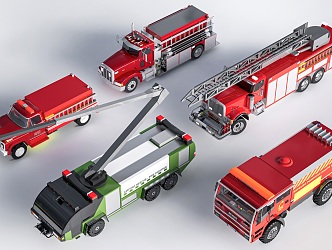 Modern fire truck rescue truck train extinguishing 3d model