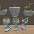 Courtyard Garden Decorative Stone Pots With Lotus And Aquatic Plants In Various Designs