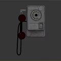 Vintage Classic Wall Mounted Telephone With Rotary Dial And Red Handset