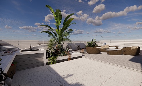 Roof Garden Modern Garden 3d model