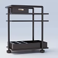 Modern Black Metal Frame Sidetable With Three Tiers Drawer Circular Holders And Compartments