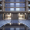 Modern residential building Mies krypton glazed glass multi-layer high-end luxury residential building project 3d model