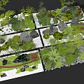 Garden Ornaments Layout With Diverse Plots Plants Stones And Decorative Elements 3d model