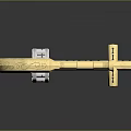 Golden Decorative Pistol Weapon With Intricate Carvings Chain Gear Mechanism And Shiny Metallic Finish
