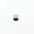 Transparent Glass Spice Jar With Metal Clasp Lid Containing Black Powder