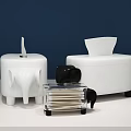Stylish Modern Household Items With White Tissue Boxes And Clear Cotton Swab Holder