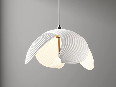 Contemporary White Pendant Light With Textured Folded Shade And Warm Illumination 3d model