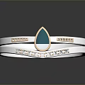 Elegant Silver Ring With Teardrop Blue Gemstone And Small Diamonds Design 3d model