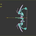 Mechanical Bow 3D Model With Blue Silver Accents And Dark Reflective Background