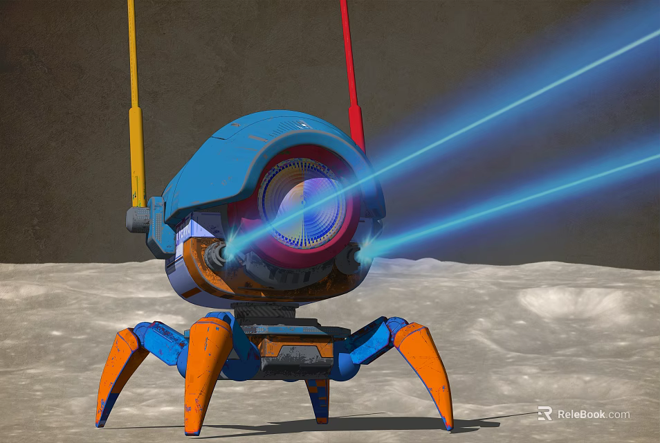 Blue And Orange Mechanical Crab Garden Ornament With Unique Sculpture Design For Outdoor Decor 3d model 