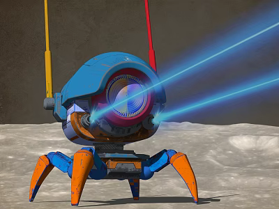 Blue And Orange Mechanical Crab Garden Ornament With Unique Sculpture Design For Outdoor Decor 3d model