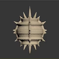 Sea Urchin With Spines And Spherical Layered Surface In Light Beige Color