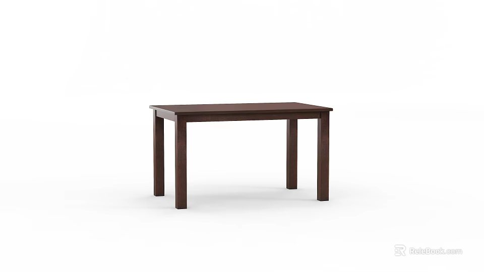 Dark Brown Wooden Dining Table With Simple Design And Sturdy Legs 3d model