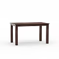 Dark Brown Wooden Dining Table With Simple Design And Sturdy Legs 3d model