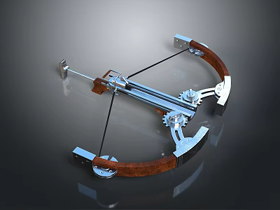 Detailed Modern Crossbow Featuring Metal Components Wooden Parts Bowstring And Mechanical Design 3d model