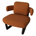 Modern Orange Single Sofa With Upholstered Seat Armrest And Black Legs