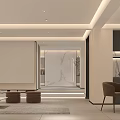 Modern Basement Living Room Interior With Sofa Coffee Table Decorative Painting And Potted Plant