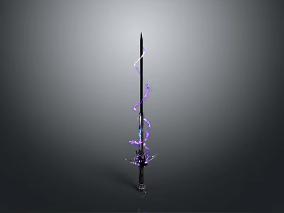 Mythical Fantasy Sword With Black Blade And Purple Glowing Patterns On Decorative Hilt 3d model