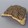 Cream Colored Polka Dot Decorative Cushion With Quilted Design And Brown Trim