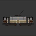Vintage Tram Featuring Blue Roof Brown Body Windows Trolley Pole And Retro Design