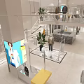 Modern Clothing Store Interior With Mannequins Display Areas And Decorative Plants
