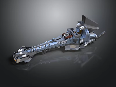 Futuristic Lego Style Sci Fi Spaceship Model With Cockpit And Metallic Engines 3d model