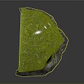 Natural Wood Stone Decorative Piece With Green Moss Covered Surface And Textured Base