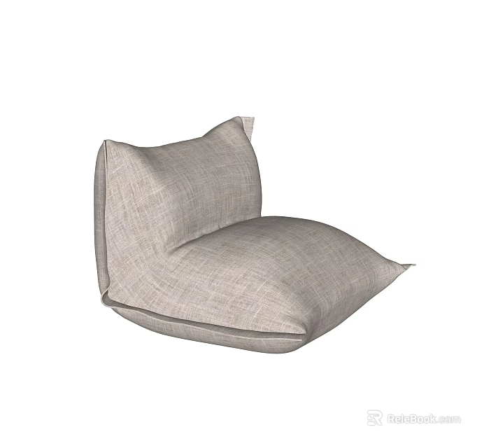 Cozy Light Gray Linen Fabric Bean Bag Chair Modern Design for Living Room 3d model 